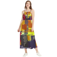 Abstract-vibrant-colour Boho Sleeveless Summer Dress by Ket1n9