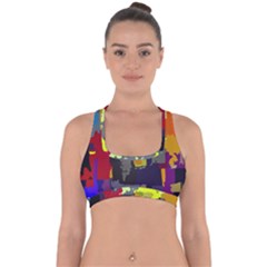 Abstract-vibrant-colour Cross Back Hipster Bikini Top  by Ket1n9