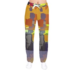 Abstract-vibrant-colour Women Velvet Drawstring Pants by Ket1n9