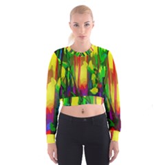 Abstract-vibrant-colour-botany Cropped Sweatshirt by Ket1n9