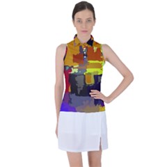 Abstract-vibrant-colour Women s Sleeveless Polo T-shirt by Ket1n9