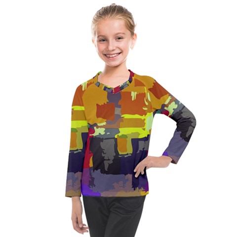 Abstract-vibrant-colour Kids  Long Mesh T-shirt by Ket1n9