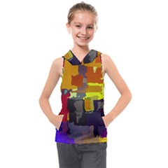 Abstract-vibrant-colour Kids  Sleeveless Hoodie by Ket1n9