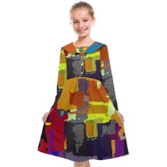 Abstract-vibrant-colour Kids  Midi Sailor Dress by Ket1n9