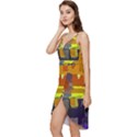 Abstract-vibrant-colour Wrap Frill Dress View2