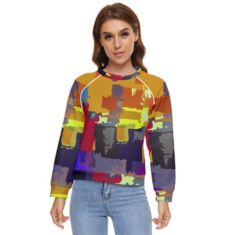 Abstract-vibrant-colour Women s Long Sleeve Raglan T-shirt by Ket1n9