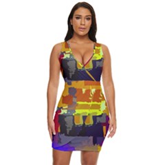 Abstract-vibrant-colour Draped Bodycon Dress by Ket1n9