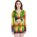 Abstract-vibrant-colour-botany Velvet Wrap Crop Top and Shorts Set View1