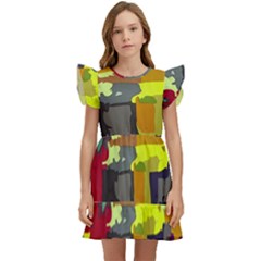 Abstract-vibrant-colour Kids  Winged Sleeve Dress by Ket1n9