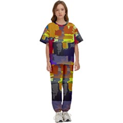 Abstract-vibrant-colour Kids  T-shirt And Pants Sports Set by Ket1n9