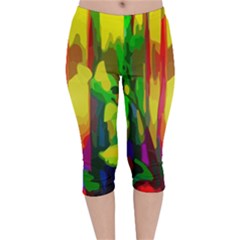 Abstract-vibrant-colour-botany Velvet Capri Leggings  by Ket1n9