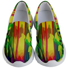 Abstract-vibrant-colour-botany Kids Lightweight Slip Ons by Ket1n9