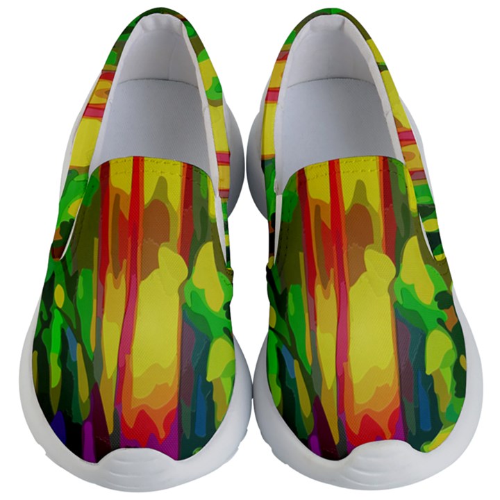 Abstract-vibrant-colour-botany Kids Lightweight Slip Ons