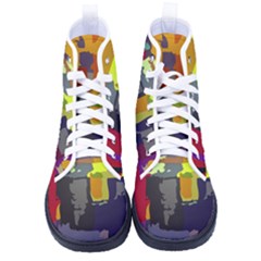 Abstract-vibrant-colour Women s High-top Canvas Sneakers by Ket1n9