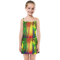 Abstract-vibrant-colour-botany Kids  Summer Sun Dress by Ket1n9