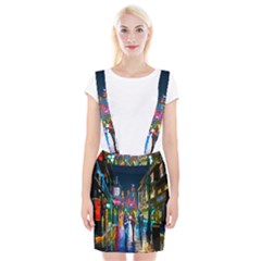 Abstract-vibrant-colour-cityscape Braces Suspender Skirt by Ket1n9