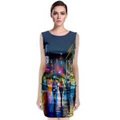 Abstract-vibrant-colour-cityscape Sleeveless Velvet Midi Dress by Ket1n9