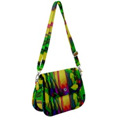 Abstract-vibrant-colour-botany Saddle Handbag by Ket1n9