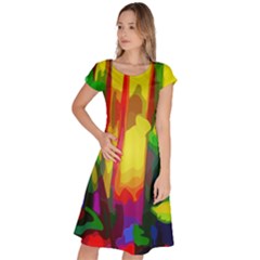 Abstract-vibrant-colour-botany Classic Short Sleeve Dress by Ket1n9