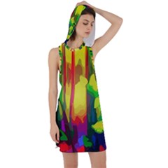 Abstract-vibrant-colour-botany Racer Back Hoodie Dress by Ket1n9