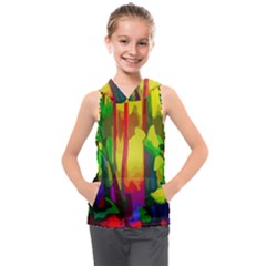 Abstract-vibrant-colour-botany Kids  Sleeveless Hoodie by Ket1n9