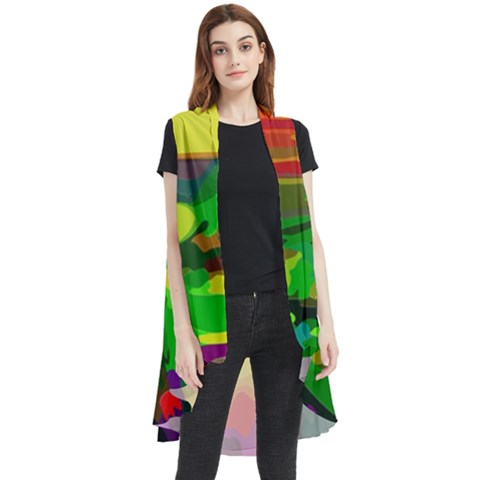 Abstract-vibrant-colour-botany Sleeveless Chiffon Waistcoat Shirt by Ket1n9