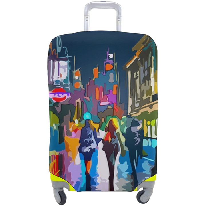 Abstract-vibrant-colour-cityscape Luggage Cover (Large)