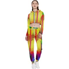 Abstract-vibrant-colour-botany Cropped Zip Up Lounge Set by Ket1n9