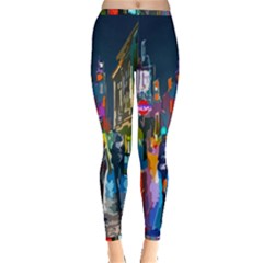 Abstract-vibrant-colour-cityscape Inside Out Leggings by Ket1n9