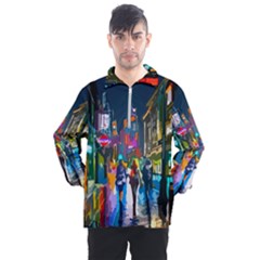 Abstract-vibrant-colour-cityscape Men s Half Zip Pullover by Ket1n9