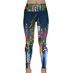 Abstract-vibrant-colour-cityscape Lightweight Velour Classic Yoga Leggings by Ket1n9