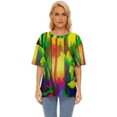 Abstract-vibrant-colour-botany Oversized Basic T-shirt by Ket1n9