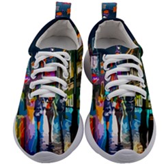 Abstract-vibrant-colour-cityscape Kids Athletic Shoes by Ket1n9