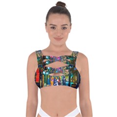 Abstract-vibrant-colour-cityscape Bandaged Up Bikini Top by Ket1n9