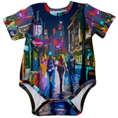 Abstract-vibrant-colour-cityscape Baby Short Sleeve Bodysuit by Ket1n9