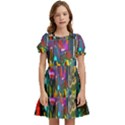 Abstract-vibrant-colour-cityscape Kids  Puff Sleeved Dress View1