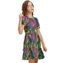 Abstract-vibrant-colour-cityscape Kids  Puff Sleeved Dress View2