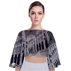 Architecture-parliament-landmark Tie Back Butterfly Sleeve Chiffon Top by Ket1n9