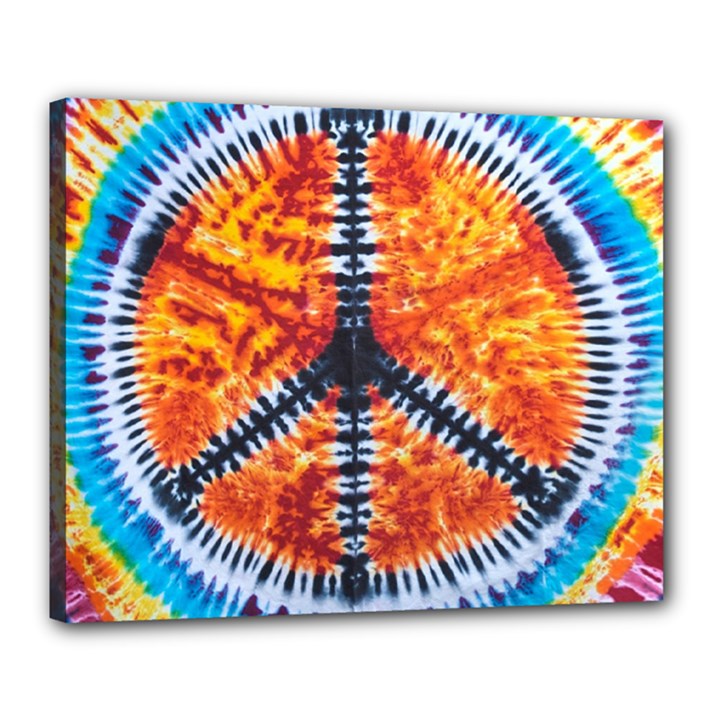 Tie Dye Peace Sign Canvas 20  x 16  (Stretched)