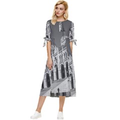 Architecture-parliament-landmark Bow Sleeve Chiffon Midi Dress