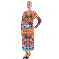 Tie Dye Peace Sign Velvet Maxi Wrap Dress by Ket1n9