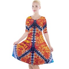 Tie Dye Peace Sign Quarter Sleeve A-line Dress by Ket1n9