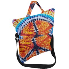 Tie Dye Peace Sign Fold Over Handle Tote Bag by Ket1n9