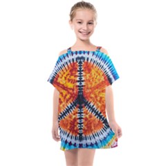 Tie Dye Peace Sign Kids  One Piece Chiffon Dress by Ket1n9