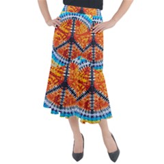 Tie Dye Peace Sign Midi Mermaid Skirt by Ket1n9