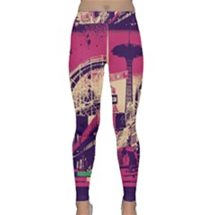 Pink City Retro Vintage Futurism Art Classic Yoga Leggings by Ket1n9