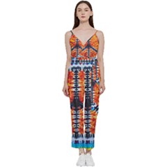 Tie Dye Peace Sign V-neck Camisole Jumpsuit by Ket1n9