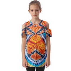 Tie Dye Peace Sign Fold Over Open Sleeve Top by Ket1n9