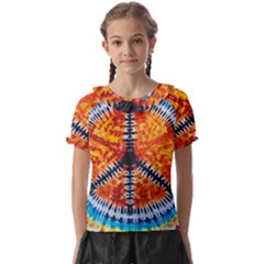 Tie Dye Peace Sign Kids  Frill Chiffon Blouse by Ket1n9