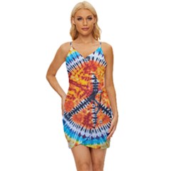 Tie Dye Peace Sign Wrap Tie Front Dress by Ket1n9